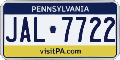 PA license plate JAL7722