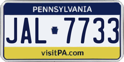 PA license plate JAL7733