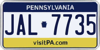 PA license plate JAL7735