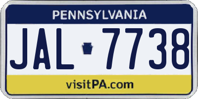 PA license plate JAL7738