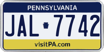 PA license plate JAL7742