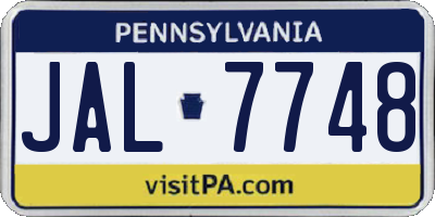 PA license plate JAL7748