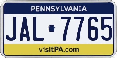 PA license plate JAL7765
