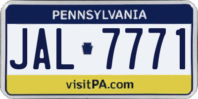 PA license plate JAL7771