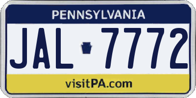 PA license plate JAL7772