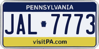PA license plate JAL7773