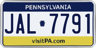 PA license plate JAL7791