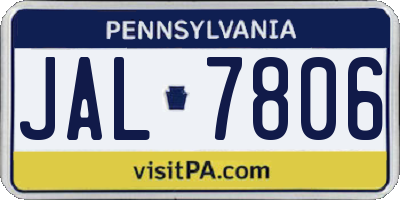 PA license plate JAL7806