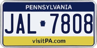 PA license plate JAL7808