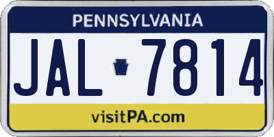 PA license plate JAL7814