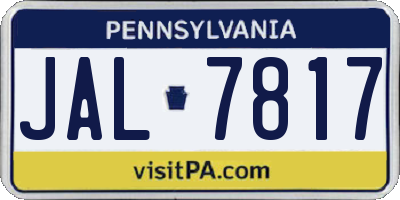 PA license plate JAL7817