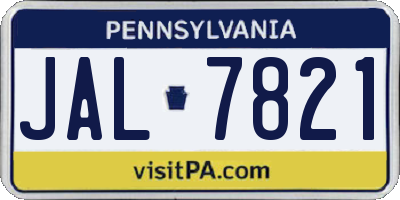 PA license plate JAL7821