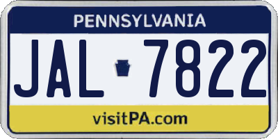 PA license plate JAL7822