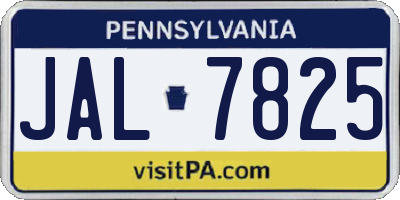 PA license plate JAL7825