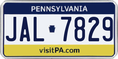 PA license plate JAL7829