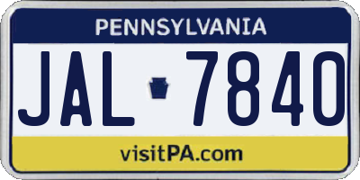 PA license plate JAL7840