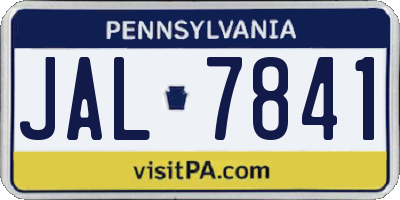 PA license plate JAL7841