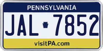 PA license plate JAL7852
