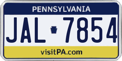 PA license plate JAL7854