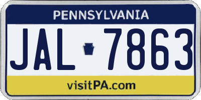 PA license plate JAL7863