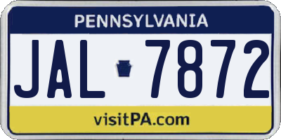 PA license plate JAL7872