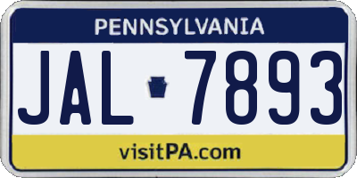 PA license plate JAL7893