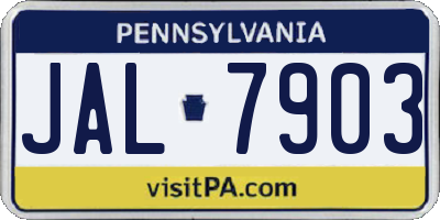 PA license plate JAL7903