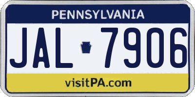 PA license plate JAL7906