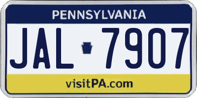 PA license plate JAL7907