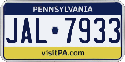 PA license plate JAL7933