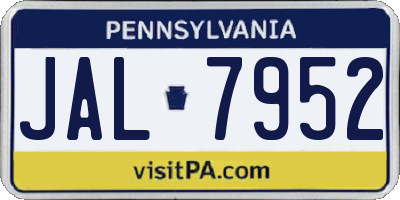 PA license plate JAL7952