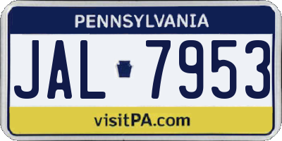PA license plate JAL7953
