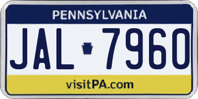 PA license plate JAL7960