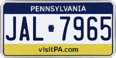PA license plate JAL7965