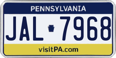 PA license plate JAL7968