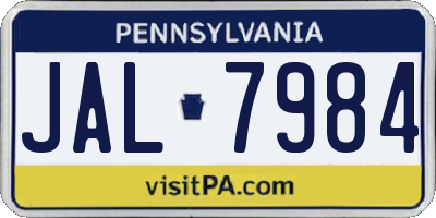 PA license plate JAL7984