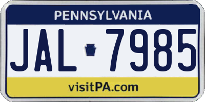 PA license plate JAL7985