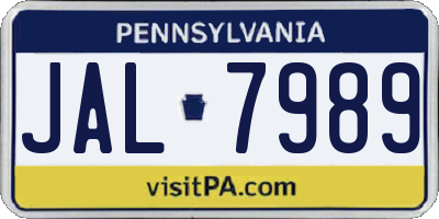 PA license plate JAL7989