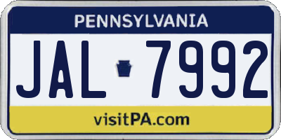 PA license plate JAL7992