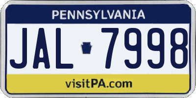 PA license plate JAL7998