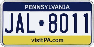 PA license plate JAL8011