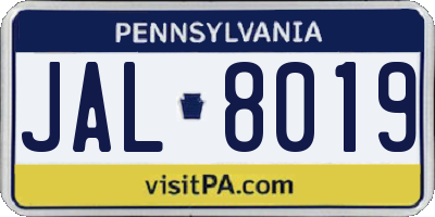 PA license plate JAL8019