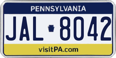 PA license plate JAL8042