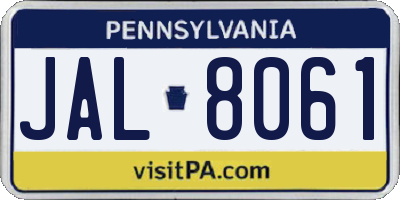 PA license plate JAL8061