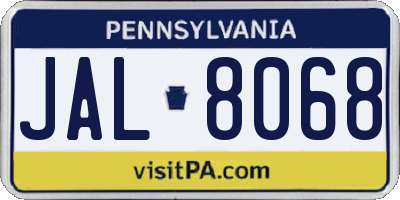 PA license plate JAL8068