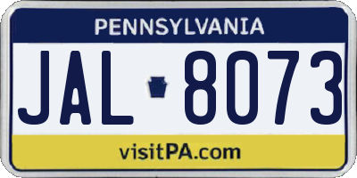 PA license plate JAL8073