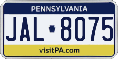 PA license plate JAL8075