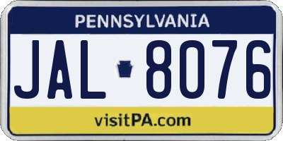 PA license plate JAL8076