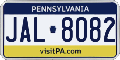 PA license plate JAL8082