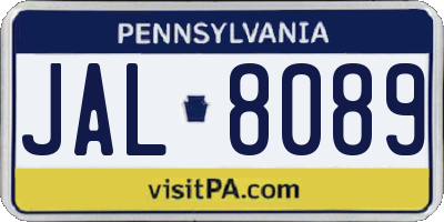 PA license plate JAL8089